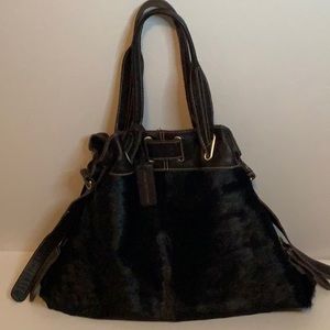 AQUA MADONNA BROWN LEATHER COWHIDE HOBO BAG
